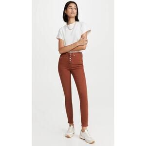 Veronica Beard Sz 26 Maera High Rise Button Fly Jeans Orange Rust Skinny - Great
